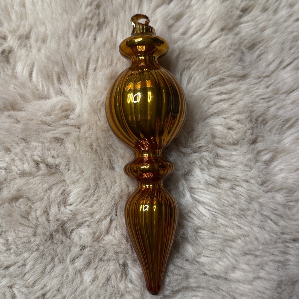 Polish/Czech glasswork gold mercury-glass– Finial blown glass Christmas ornament